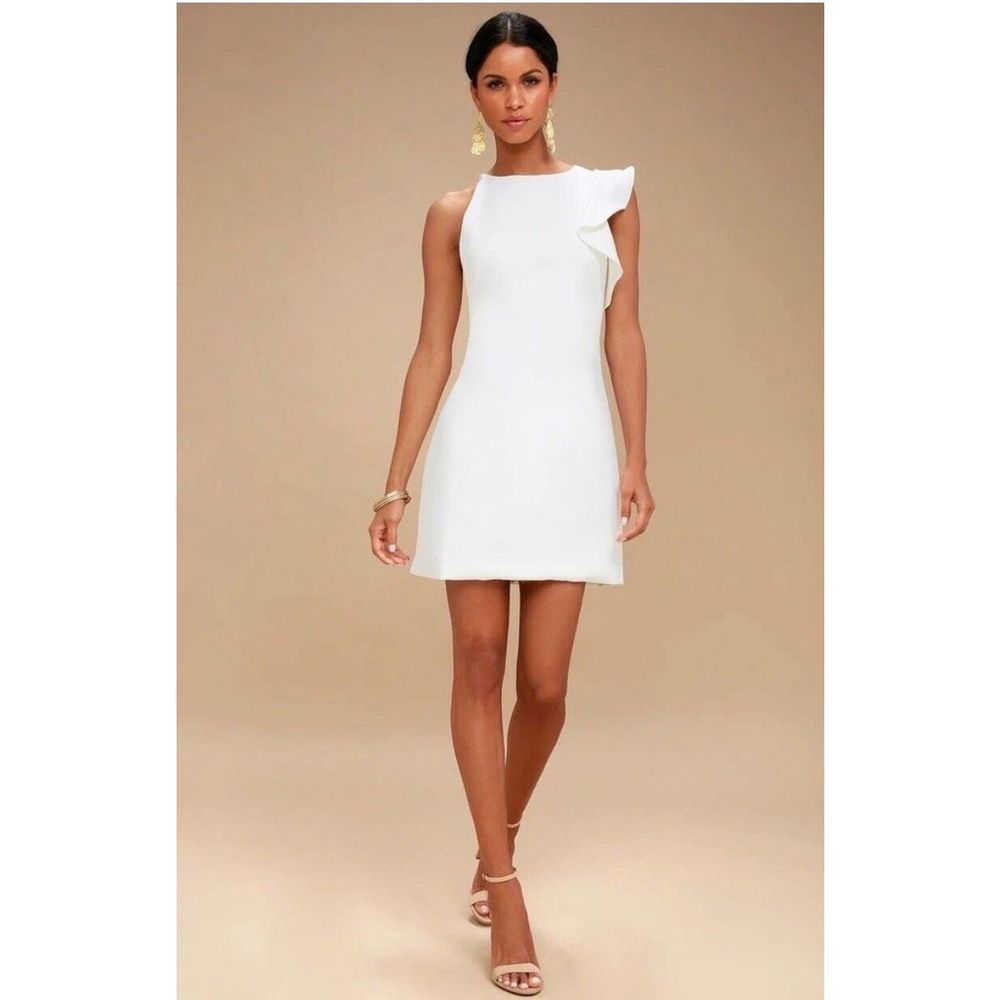 Lulu’s Dinah White One-Shoulder Dress M